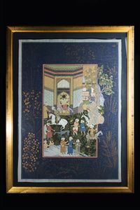 QUADRO - Quadro Moghul-Batik su seta  India  XX secolo. h cm113x 82