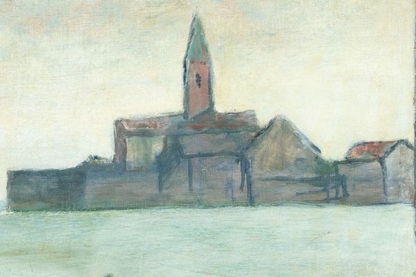 Carlo Carrà : Chiesa in laguna  - Asta Arte Moderna e Contemporanea - Associazione Nazionale - Case d'Asta italiane