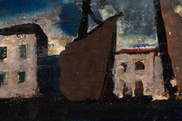 Mario Sironi : Paesaggio con casa e vele<BR>  - Asta Arte Moderna e Contemporanea - Associazione Nazionale - Case d'Asta italiane