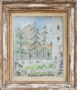 Filippo de Pisis : Paesaggio - Luino  - Asta Arte Moderna e Contemporanea - Associazione Nazionale - Case d'Asta italiane