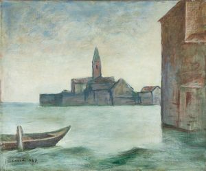 Carlo Carrà : Chiesa in laguna  - Asta Arte Moderna e Contemporanea - Associazione Nazionale - Case d'Asta italiane