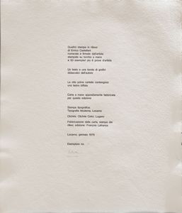 ENRICO CASTELLANI : Quattro stampe in rilievo  - Asta Arte Moderna e Contemporanea - Associazione Nazionale - Case d'Asta italiane