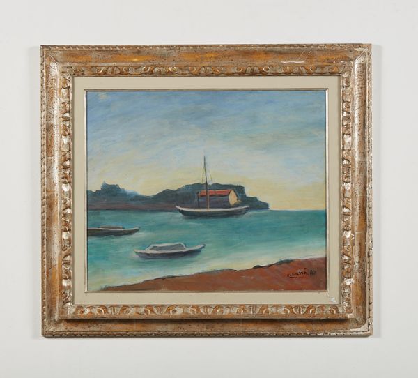 CARRA' CARLO (1881 - 1966) : Marina con barche.  - Asta Asta 368 | ARTE MODERNA E CONTEMPORANEA Tradizionale - Associazione Nazionale - Case d'Asta italiane