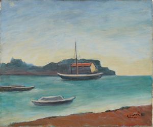 CARRA' CARLO (1881 - 1966) - Marina con barche.