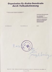 BEUYS JOSEPH (1921 - 1986) : Rose fur direkte Demokratie.  - Asta Asta 368 | ARTE MODERNA E CONTEMPORANEA Tradizionale - Associazione Nazionale - Case d'Asta italiane