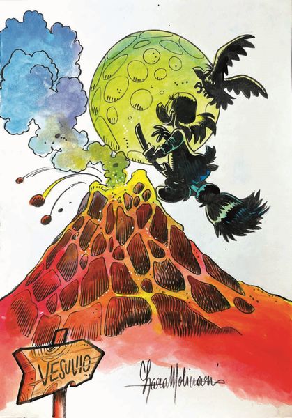 Lara Molinari : Amelia e il Vesuvio<BR>  - Asta POP Culture and Comics - Associazione Nazionale - Case d'Asta italiane