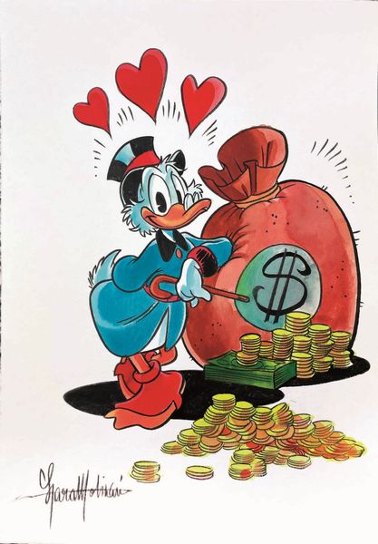 Lara Molinari : Zio Paperone, il Luccichio dell�Amore<BR>  - Asta POP Culture and Comics - Associazione Nazionale - Case d'Asta italiane