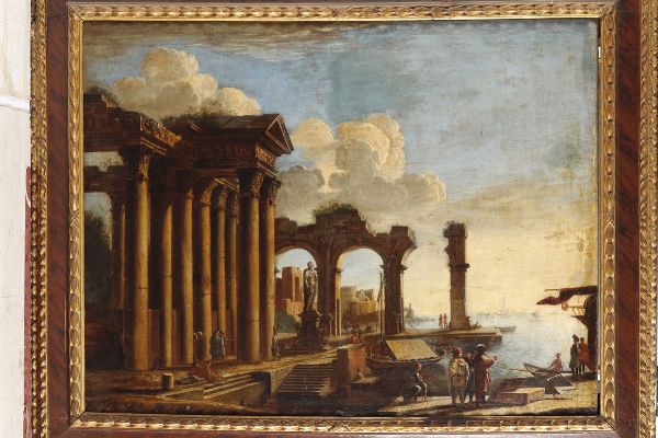 Cerquozzi Michelangelo : Paesaggi con architetture e personaggi  - Asta Dipinti Antichi - Associazione Nazionale - Case d'Asta italiane