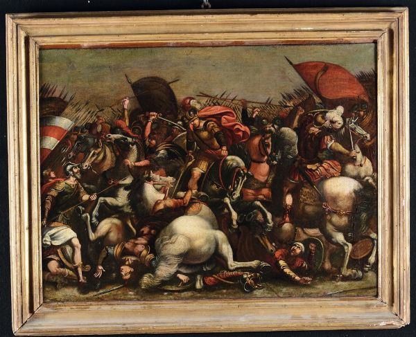 Allegrini Francesco : Scena di battaglia con cavalieri  - Asta Dipinti Antichi - Associazione Nazionale - Case d'Asta italiane