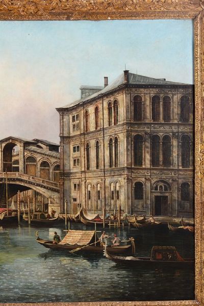 Canal Giovanni Antonio : Veduta del Canal Grande con il ponte di Rialto  - Asta Dipinti Antichi - Associazione Nazionale - Case d'Asta italiane