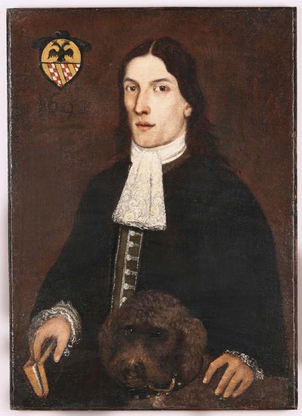 Ritratto maschile con cane  - Asta Dipinti Antichi - Associazione Nazionale - Case d'Asta italiane