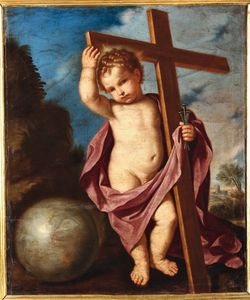 Barbieri Giovanni Francesco detto il Guercino : Ges Bambino con croce  - Asta Dipinti Antichi - Associazione Nazionale - Case d'Asta italiane
