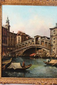 Canal Giovanni Antonio : Veduta del Canal Grande con il ponte di Rialto  - Asta Dipinti Antichi - Associazione Nazionale - Case d'Asta italiane