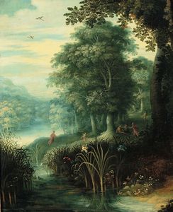 Bruegel il Giovane Jan : Paesaggio fluviale  - Asta Dipinti Antichi - Associazione Nazionale - Case d'Asta italiane