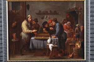 Teniers David : Interno con figure  - Asta Dipinti Antichi - Associazione Nazionale - Case d'Asta italiane