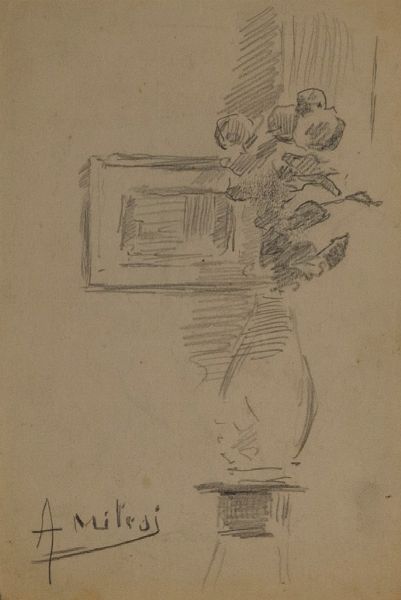 ,ALESSANDRO MILESI : Interno con vaso di fiori  - Asta Arte Moderna e Contemporanea - Associazione Nazionale - Case d'Asta italiane