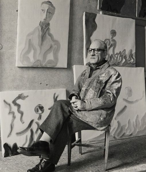 ,Anonimo : Virgilio Guidi nello studio  - Asta Arte Moderna e Contemporanea - Associazione Nazionale - Case d'Asta italiane