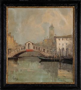,Carlo Follini : Venezia, Ponte di Rialto  - Asta Arte Moderna e Contemporanea - Associazione Nazionale - Case d'Asta italiane