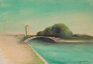 ,ALDO BERGAMINI : Paesaggi lagunari  - Asta Arte Moderna e Contemporanea - Associazione Nazionale - Case d'Asta italiane
