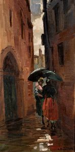 ,COSIMO PRIVATO : Pioggia a Venezia  - Asta Arte Moderna e Contemporanea - Associazione Nazionale - Case d'Asta italiane