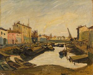 ,ANGELO ZANUTTO - Le barche a Mestre