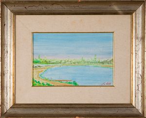 ,FIORAVANTE SEIBEZZI : Paesaggio lagunare  - Asta Grafica e Multipli d'Autore - Associazione Nazionale - Case d'Asta italiane