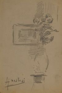 ,ALESSANDRO MILESI - Interno con vaso di fiori