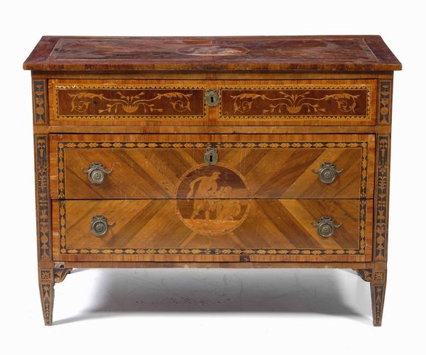 Cassettone lastronato e intarsiato. Lombardia, XVIII secolo  - Asta Antiquariato Giugno - Associazione Nazionale - Case d'Asta italiane