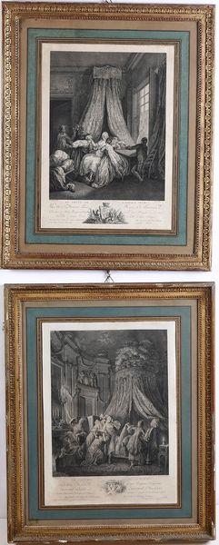 Coppia di incisioni. Francia, XIX secolo  - Asta Antiquariato Giugno - Associazione Nazionale - Case d'Asta italiane