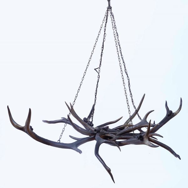 Corna di cervo montate a lampadario  - Asta Antiquariato Giugno - Associazione Nazionale - Case d'Asta italiane