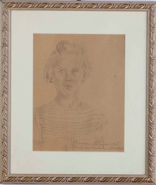Disegno a matita su carta raffigurante fanciulla, 1946  - Asta Antiquariato Giugno - Associazione Nazionale - Case d'Asta italiane