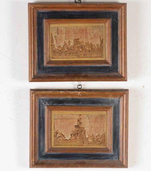 Due pietre paesine in cornici in legno laccato. XVIII secolo  - Asta Antiquariato Giugno - Associazione Nazionale - Case d'Asta italiane