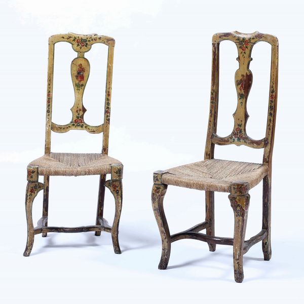 Coppia di sedie in legno dipinto. Venezia, XIX secolo  - Asta Antiquariato Giugno - Associazione Nazionale - Case d'Asta italiane
