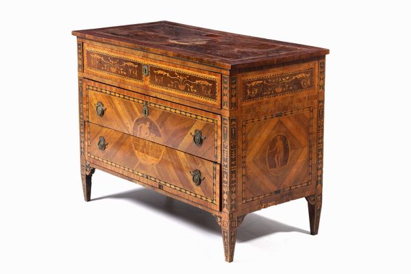 Cassettone lastronato e intarsiato. Lombardia, XVIII secolo  - Asta Antiquariato Giugno - Associazione Nazionale - Case d'Asta italiane