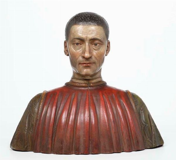 Busto maschile. Terracotta dipinta, copia da un modello antico. XIX secolo  - Asta Antiquariato Giugno - Associazione Nazionale - Case d'Asta italiane