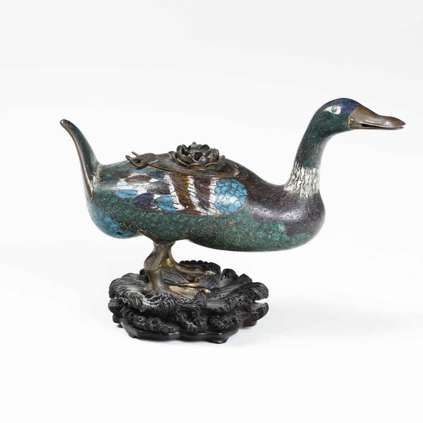 Anatra. Contenitore bruciaprofumi in smalto cloisonn� su rame. Cina XIX secolo (?)  - Asta Antiquariato Giugno - Associazione Nazionale - Case d'Asta italiane