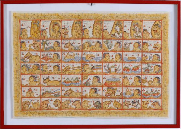 Tessuto Batik con divinit. Indonesia, secolo XIX  - Asta Antiquariato Giugno - Associazione Nazionale - Case d'Asta italiane