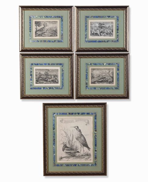 Lotto di cinque incisioni con volatili e animali. Secoli XVII e XVIII  - Asta Antiquariato Giugno - Associazione Nazionale - Case d'Asta italiane