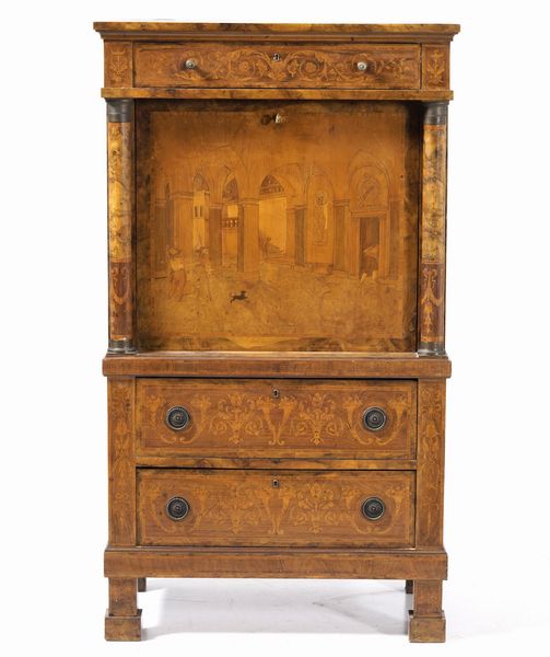 Secretaire riccamente intarsiato, XIX secolo  - Asta Antiquariato Giugno - Associazione Nazionale - Case d'Asta italiane