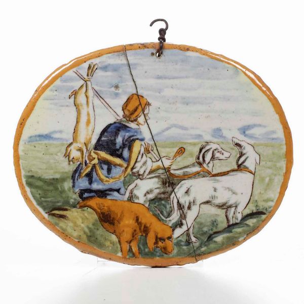 Sei placchette ovali in maiolica. Castelli, XIX secolo  - Asta Antiquariato Giugno - Associazione Nazionale - Case d'Asta italiane