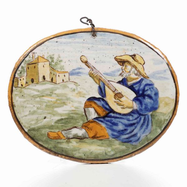 Sei placchette ovali in maiolica. Castelli, XIX secolo  - Asta Antiquariato Giugno - Associazione Nazionale - Case d'Asta italiane