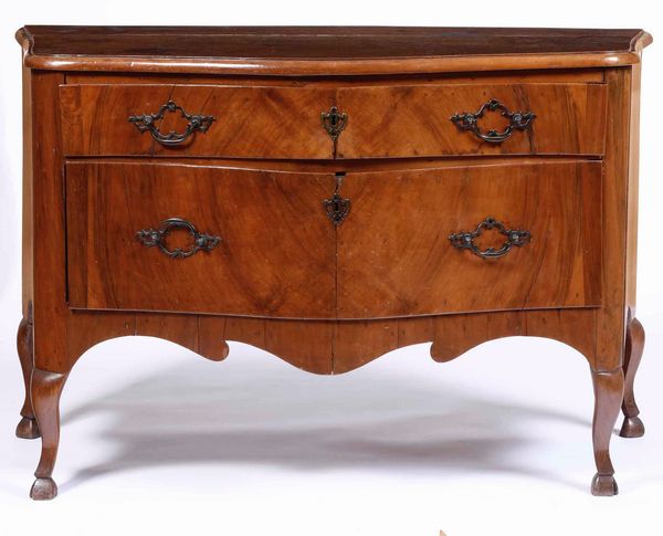 Com� a due cassetti lastronato. XVIII-XIX secolo  - Asta Antiquariato Giugno - Associazione Nazionale - Case d'Asta italiane