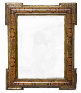 Specchiera in legno laccato e dorato. XIX secolo  - Asta Antiquariato Giugno - Associazione Nazionale - Case d'Asta italiane