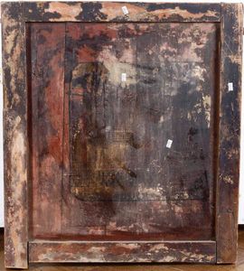 Pannello in legno dipinto raffigurante Guanyin assisa su drago. India-Tibet, XIX secolo  - Asta Antiquariato Giugno - Associazione Nazionale - Case d'Asta italiane