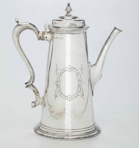 Caffettiera in metallo argentato, XX secolo  - Asta Antiquariato Giugno - Associazione Nazionale - Case d'Asta italiane