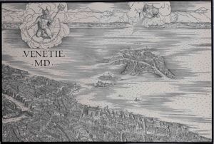 Veduta di Venezia, riproduzione da Jacopo de Barbari in scala uno ad uno. XX secolo  - Asta Antiquariato Giugno - Associazione Nazionale - Case d'Asta italiane