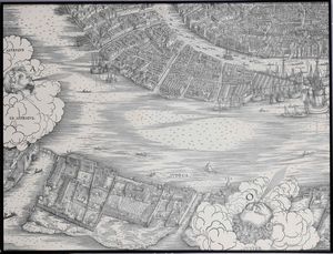 Veduta di Venezia, riproduzione da Jacopo de Barbari in scala uno ad uno. XX secolo  - Asta Antiquariato Giugno - Associazione Nazionale - Case d'Asta italiane