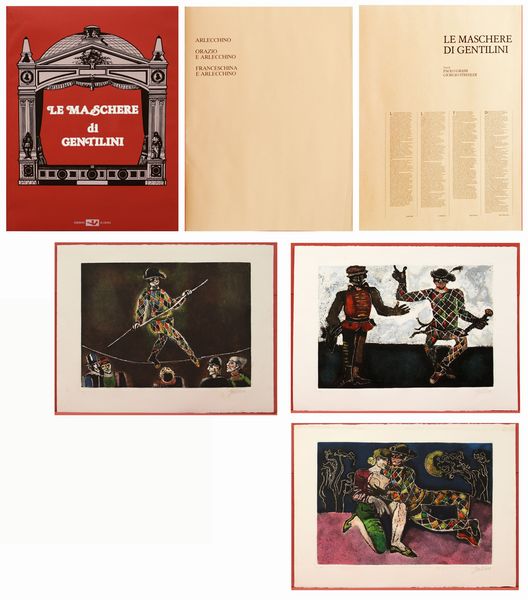 ,FRANCO GENTILINI : Le maschere di Gentilini - Arlecchino, Orazio e Arlecchino, Franceschina e Arlecchino  - Asta Arte moderna e contemporanea | Summer season - Associazione Nazionale - Case d'Asta italiane