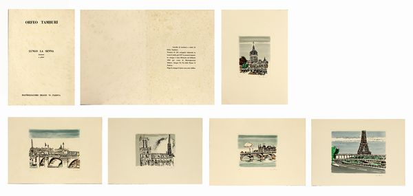 ,Orfeo Tamburi : Lungo la Senna - Cartella intera di 5 incisioni  - Asta Arte moderna e contemporanea | Summer season - Associazione Nazionale - Case d'Asta italiane