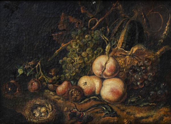 PITTORE ANONIMO DEL XIX SECOLO : Natura morta  - Asta Antiquariato, Argenti, Dipinti e Sculture - Associazione Nazionale - Case d'Asta italiane